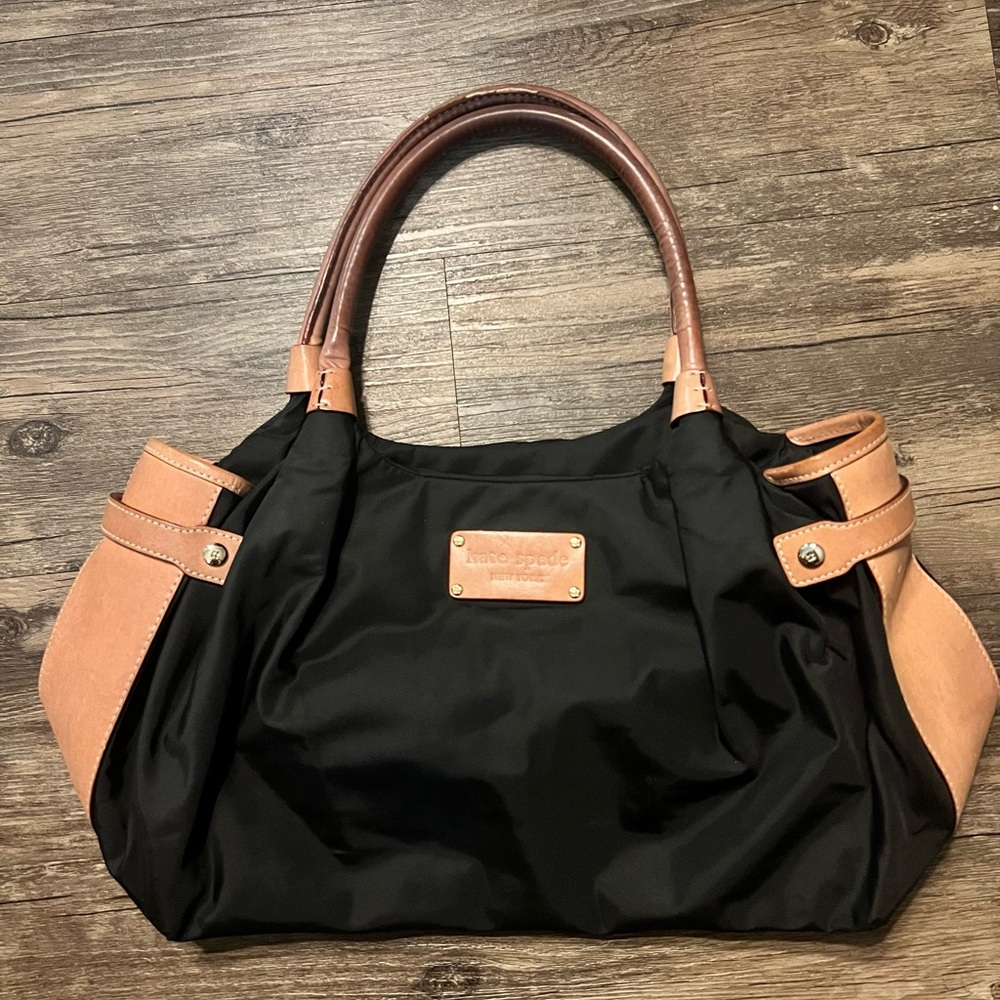 Tan and black Kate Spade shoulder bag